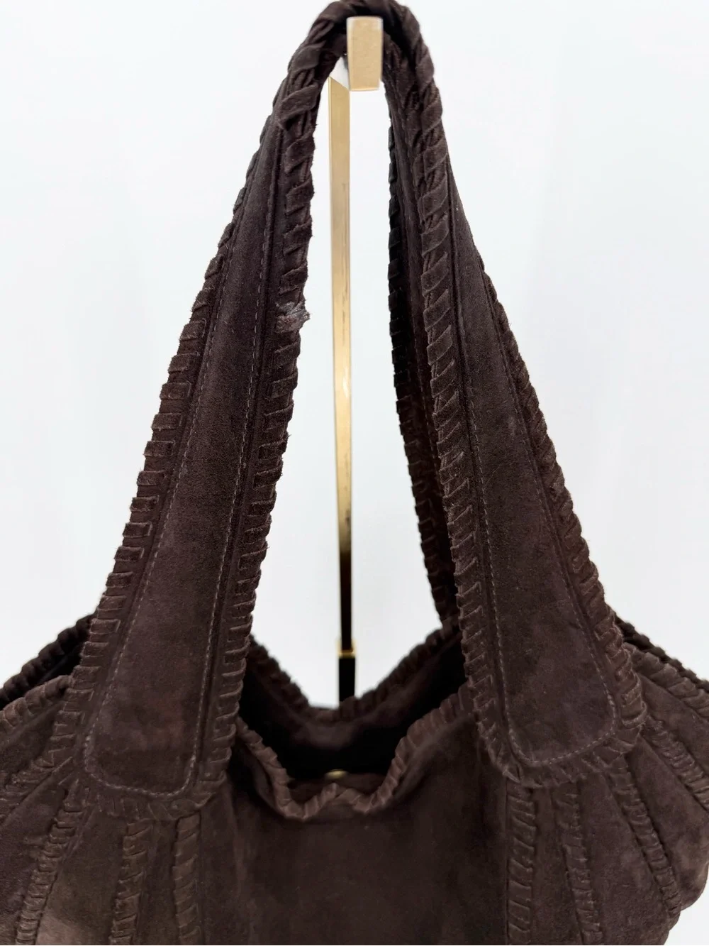 Kooba Leather Suede Brown Hobo Shoulder Bag